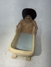 Old Cowboy In The Bathtub Soap / Trinket/ Jewelry Dish Vintage Resin