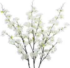 3Pcs Artificial Cherry Blossom Flower White Silk Peach Flowers Bulk Plum Blossom