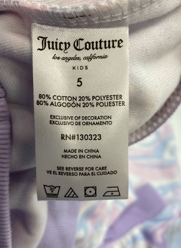 Juicy Couture Girls Pink/purple Tie Dye 2pc Hoodie/sweatpants Set Sz 5 - Picture 7 of 7