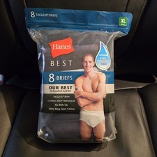 HANES Briefs Best Tagless 8PK - NIP - Blue - Men's Size XL 40-42 New Underwear