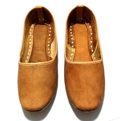 Men's Brown Jutti Leather Mojari Handmade Traditional Rajasthani Shoes US Style