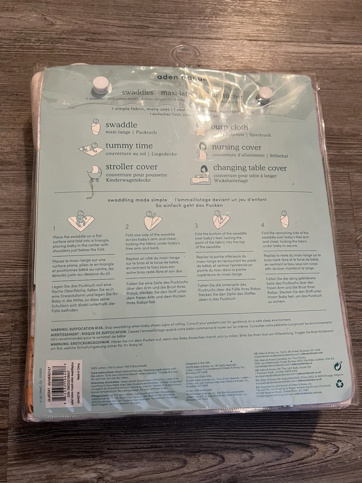 4 PK Mantas de Muselina Suave Transpirable Mantas para Bebé Aden por Aden Anais Foto 4 de 4