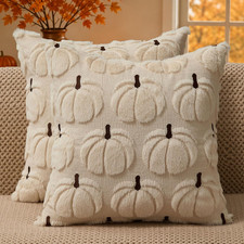 Fall Pillow Covers 18X18 2Pcs Beige Brown Pumpkin Fall Decorations  Fall Decor