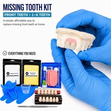 Missing Tooth Kit Replace Missing Front Teeth 1-6 at Home Partial Flipper Teeth