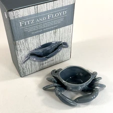 Fitz & Floyd Classic Blue Crab Butter Dipping Dish Ceramic Coastal Decor Beach