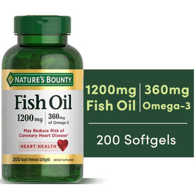 Nature's Bounty Fish Oil 1200 mg Omega-3 Softgels   200 Count (Heart Health)