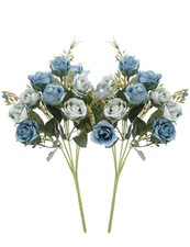 5 Stems 10 Heads Artificial Flowers Small Roses with Leaf Bouquet for Valenti...