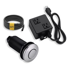 Sink Garbage Disposal Air Switch Kit with Dual Outlet, Stainless Steel Brushed