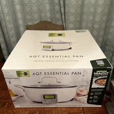 GreenPan Elite Essential Smart Electric 6QT Pan Pot Sear Saute Stir-Fry White