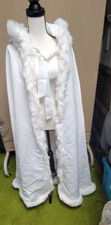 Stunning Bridal Cape. White in color. with faux fur Hoodie trim. 100 Polyester