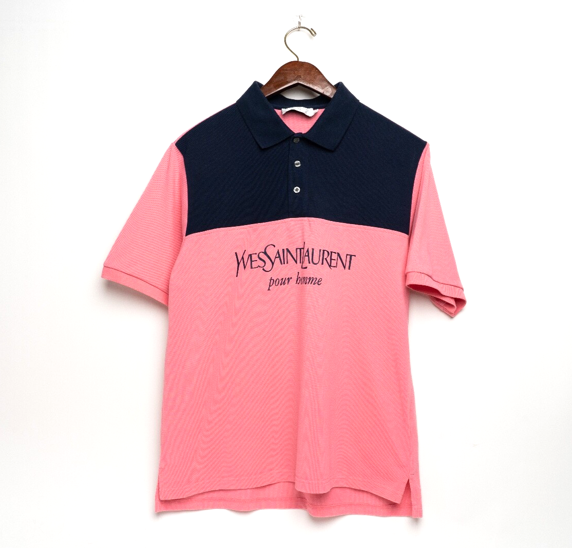 Polo Yves Saint Laurent Pour Homme rosa stile retrò taglia L