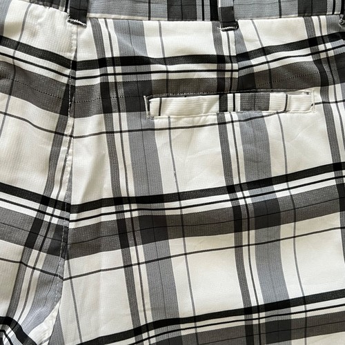 Men's Alan Flusser Golf Shorts Size 34 Black Gray White Plaid with Stretch EUC - Picture 3 of 8