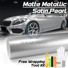 Premium Matte Metallic Satin Pearl Silver Vinyl Car Wrap Sticker Decal Sheet DIY