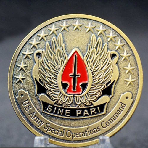 US Military Special Operations Command Challenge Coin Sine Pari Commemorative - Picture 3 of 10