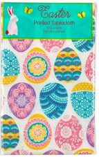 Easter Vinyl Tablecloth Colorful Decorated Eggs Holiday Decoration Asst Sizes