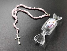 Collar Rosario Rosa EE. UU. 4/12 piezas con Crucifijo Caramelo Dije en Caja Comunión