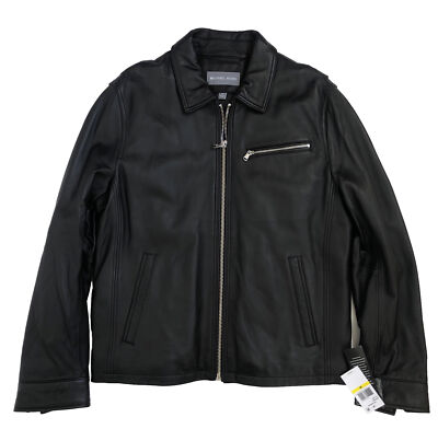 MICHAEL KORS ブラックレザージャケット S Michael Kors Man Genuine Leather Moto Jacket M Black insulated