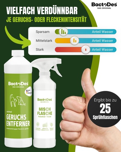 BactoDes - Animal Geruchsneutralisierer 1L Konzentrat mit Spray-Mischflasche - S - Bild 6 von 8