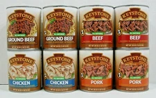 (8 Cans - 2 of each) Keystone ALL NATURAL Ground Beef, Chicken, Beef, Pork  28oz