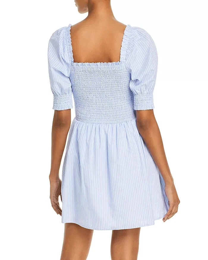 Vestido para mujer Aqua L74909 azul a rayas ajustado y acampanado talla L Foto 2 de 4