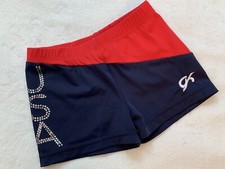 GK Elite USA Bar SHORTS Leotard SEQUIN BLING Gymnastics WORKOUT Bodybuilding AXS