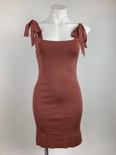 Urban Outfitters Copper Brown Sweater Pencil Dress Tie Shoulders Medium Large