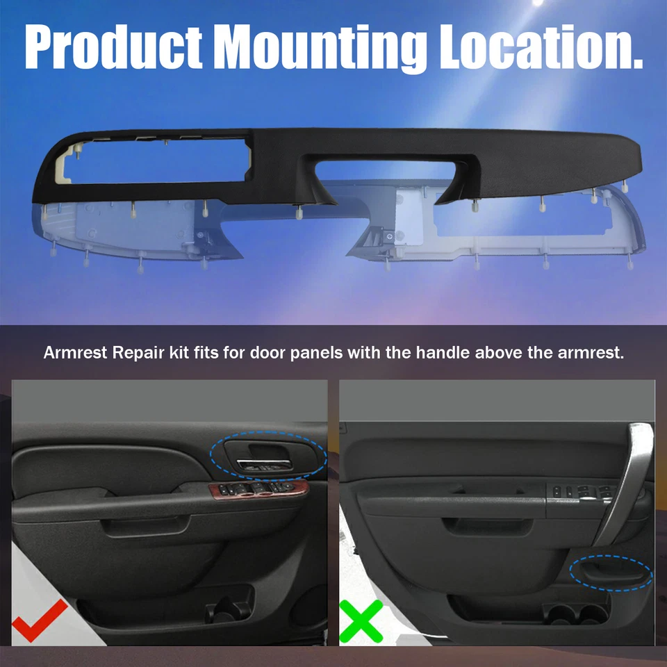 Black Front Driver Side Door Armrest Repair for Tahoe Silverado 2010-2014 80994 - Image 2 of 4