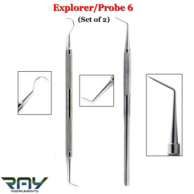 Dental Explorer 6 Probe Endodontic Dentists Diagnostic Scaler Dental Instruments