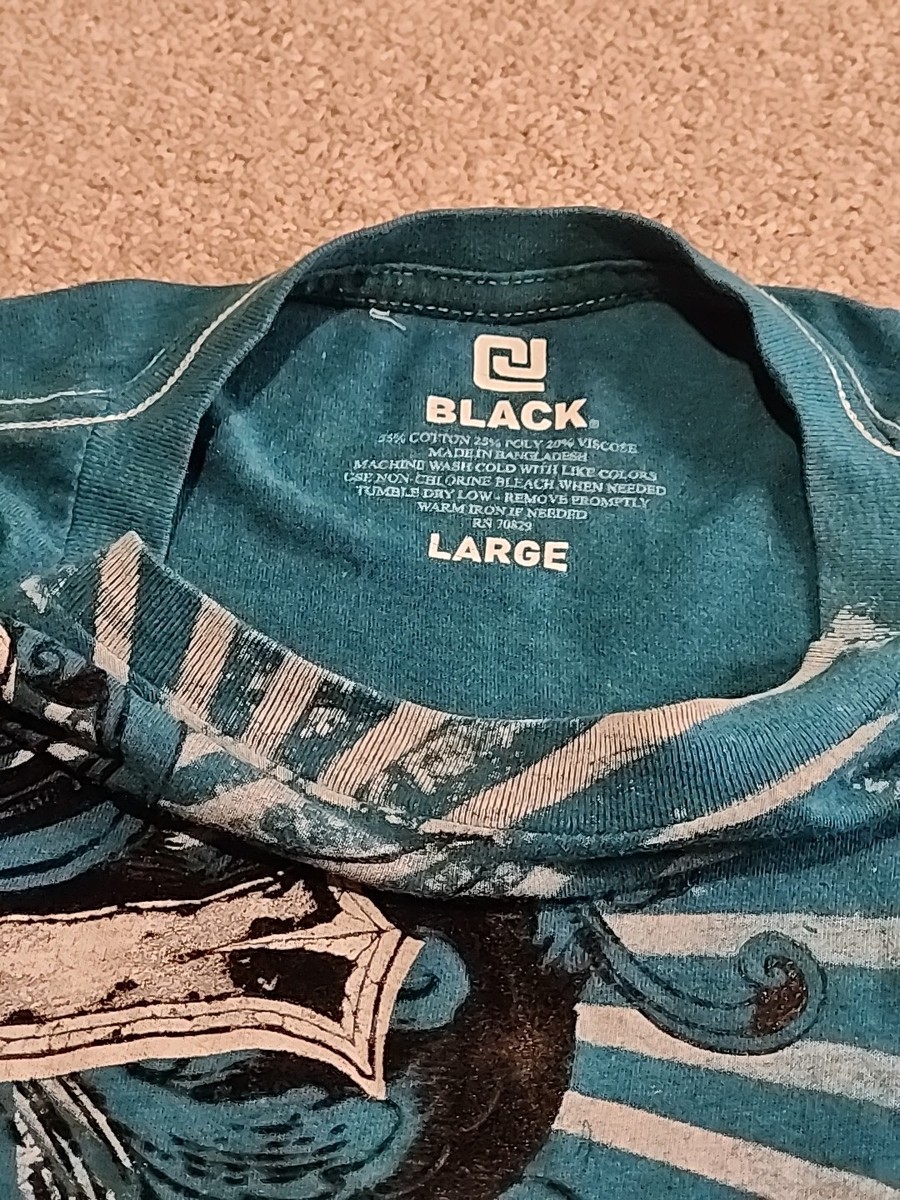 CJ BLACK Grunge L Mens T Shirt Heavy Stitch Cross Rock N CJ BLACK Grunge L Mens T Shirt Heavy Stitch Cross Rock N