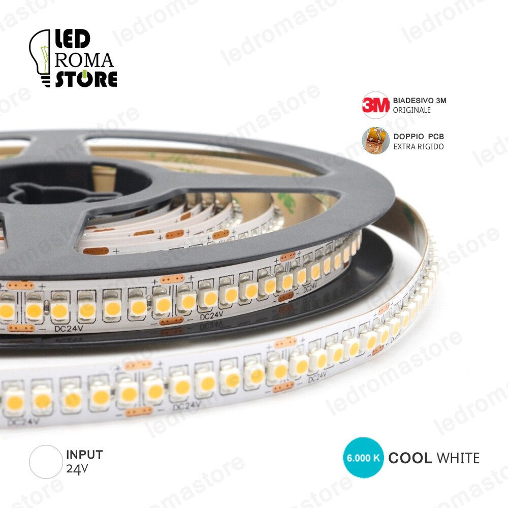 SUPER OFFERTA: Striscia LED 5M 1200 LED 24V 6000K Bianco Freddo 3M