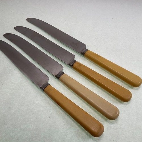 Bakelite Dinner Knives Vintage Robeson Shur Edge USA - Stainless Set of 4 - Picture 5 of 8