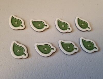 8 Calico Brettspiel Pappe grüne Blätter Ersatzteile Knöpfe Set