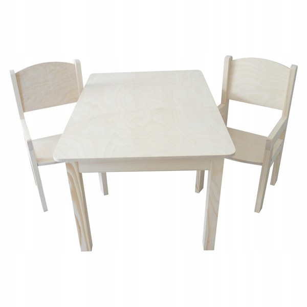 Kindertisch KinderstüHle KindermöBel NatüRliche Farbe Mini-Tisch Und 2Xstuhl-image