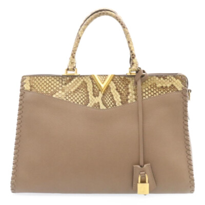 LOUIS VUITTON Very Zip Tote Hand Bag Leather Snake Skin LOUIS VUITTON Very Zip Tote Hand Bag Leather Snake Skin
