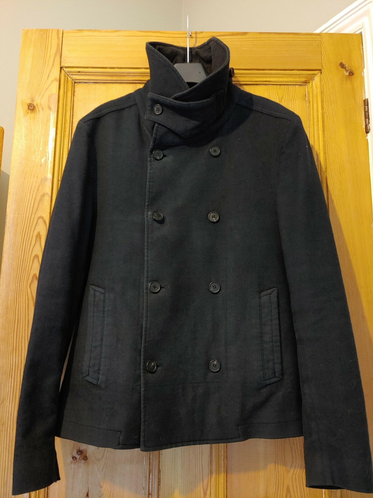 All Saints Funnel-neck Pea Coat, Medium 
