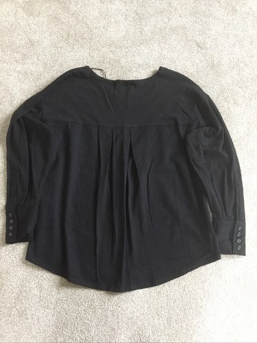 Lovely ZARA Black Jersey/Woven Long Sleeve Top, Button Cuff, Size S, BNWT - Picture 4 of 8