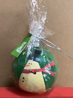 2006 tag NWT Round Snowman Ornament Candle. Very Rare. 3.5 