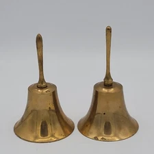 Vintage Simple Brass Bells Set of 2 School Bell Christmas 