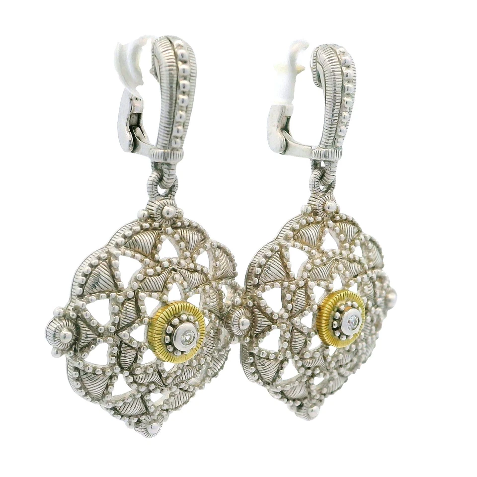 Висячие серьги-капли Judith Ripka из чистого серебра с бриллиантами золото 18 карат открытая работа - Изображение 2 из 4