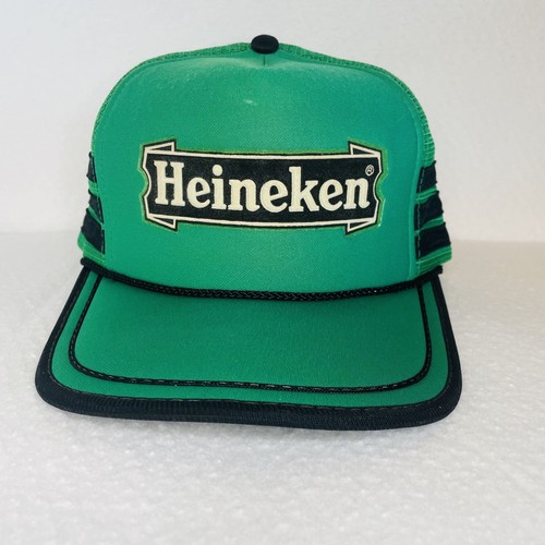 Vintage Heineken Green Mesh Trucker Hat With Adjustable Snapback Three Stripe - Picture 9 of 9