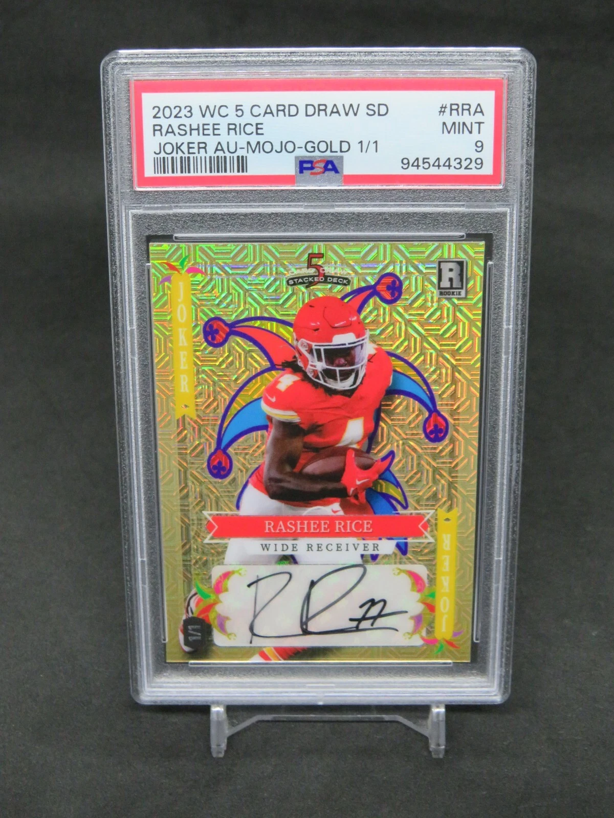 Rashee Rice Wild Card 5 Card Draw Stacked Deck Joker Autographs #RRA Mojo Foil-Gold 1/1