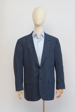 KITON Luxury Men's Blue Cashmere Bamboo Plaid Blazer Jacket Sz50 Made in Italy
