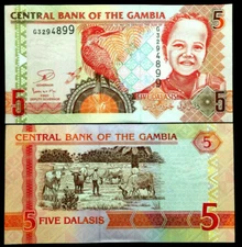 Gambia 5 Dalasis Banknote World Paper Money UNC Currency Bill Note