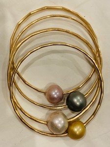 Gold Plated South Sea Pearl Bangles Aaa Natural 10 12 Mm Set Of 4 Asst Colors Ebay