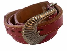 VTG Western Belt 34 Pink Leather Horse Buckle Cowgirl Southwestern Aztec Studs