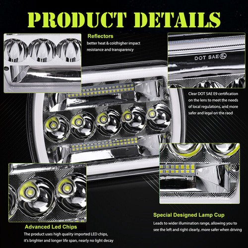 Fit Ford F-150 F-250 F-350 1978-1986 Chrome LED Headlight Hi-Lo DRL Turn Signal - Foto 6 di 12