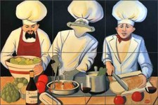 Chef Tile Backsplash Jann Harrison Kitchen Ceramic Art Mural JHA002
