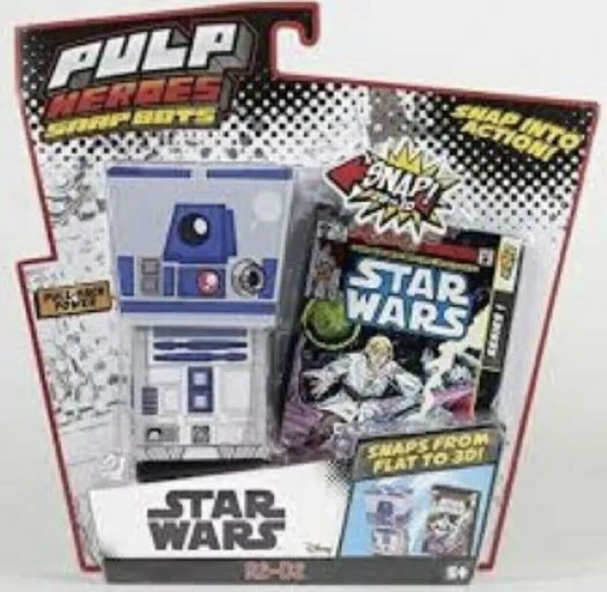 NEW R2d2 Pulp Heroes Snap Bots 2D To 3D Star Wars MOC Comic 26 Display Stand