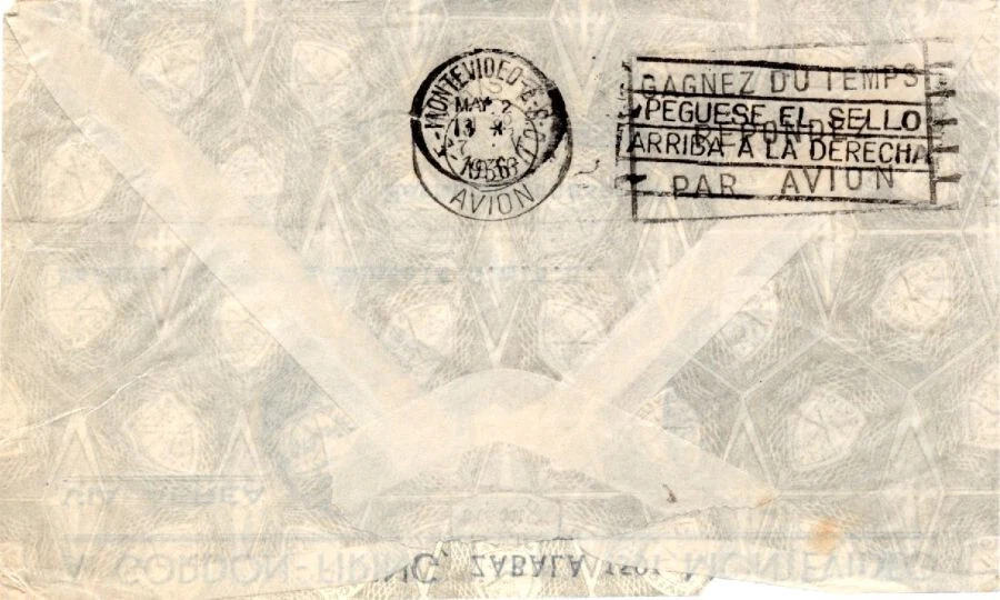 Uruguay Tema Caballo Volador 62c PEGASUS Solo Usado en Cubierta de Correo Aéreo Alemania 1936 Foto 2 de 2