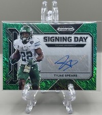 Tyjae Spears 2023 Prizm Draft Picks Signing Day Green Shimmer Auto 6/8! Titans